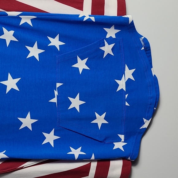 LULAROE Amber Hoodie Patriotic Blue and Red Star And Stripe Sweatshirt Size XS - Picture 4 of 16